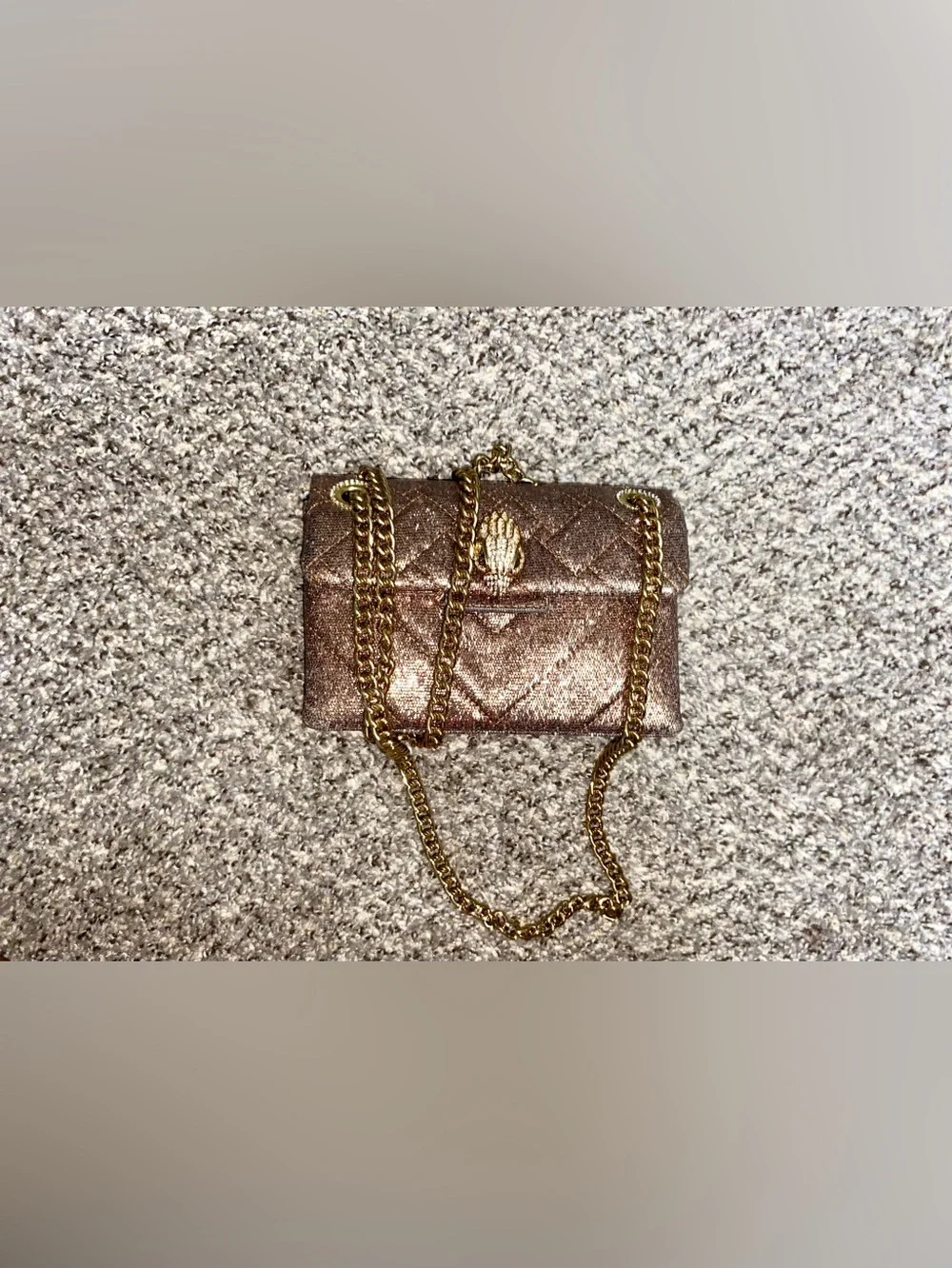 Kurt Geiger Quilted Metallic Brown Gold Chain Shoulder Purse